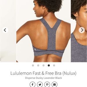 Lululemon fast and free bra nulux size 6